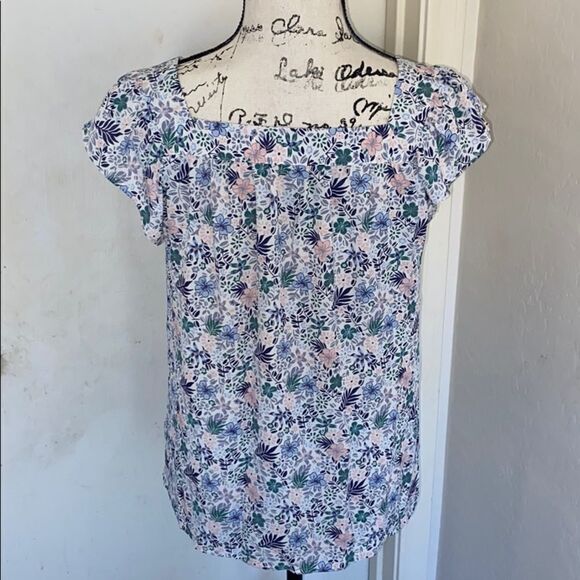 Loft Floral Print Top Boho Cottage Core Summer Spring Prairie Feminine - Picture 3 of 6